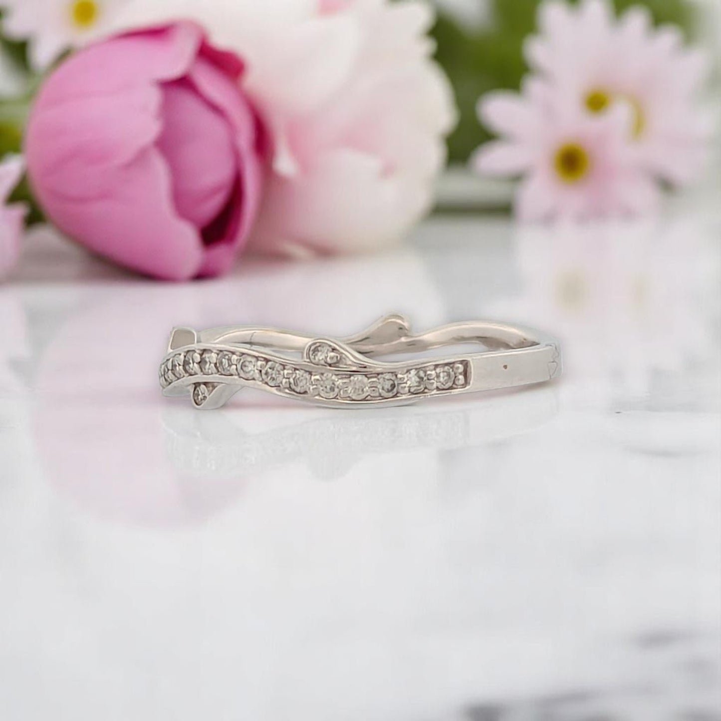 Jemina | 10K White Gold Diamond Ring, 0.33 CT Diamond, Size 7, Dainty Engagement Ring, Minimalist Fine Jewelry, Gift for Her