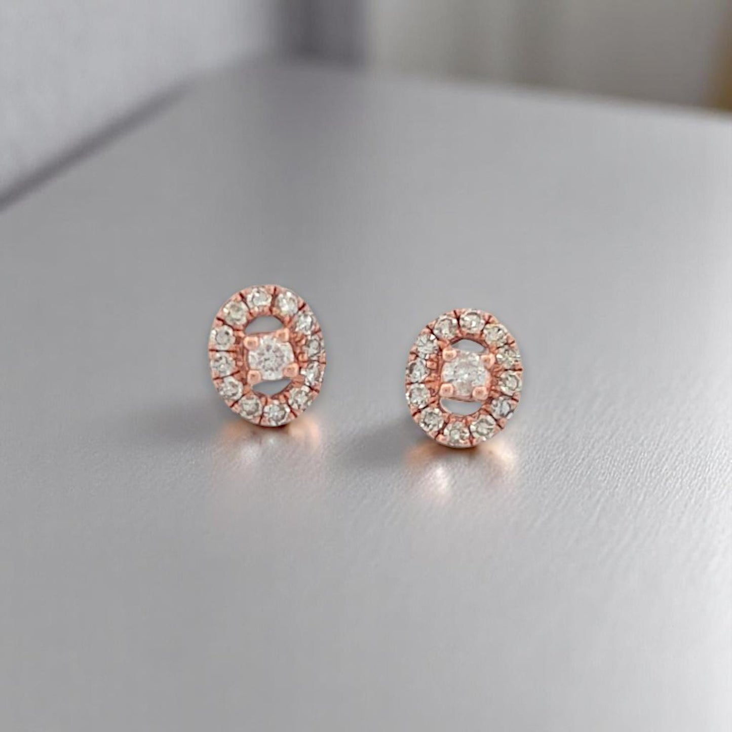 Paloma Diamond Earrings, 10K Rose Gold with 0.20ctw Natural Round Diamonds, Elegant Stud Earrings, Fine Jewelry Gift for Her