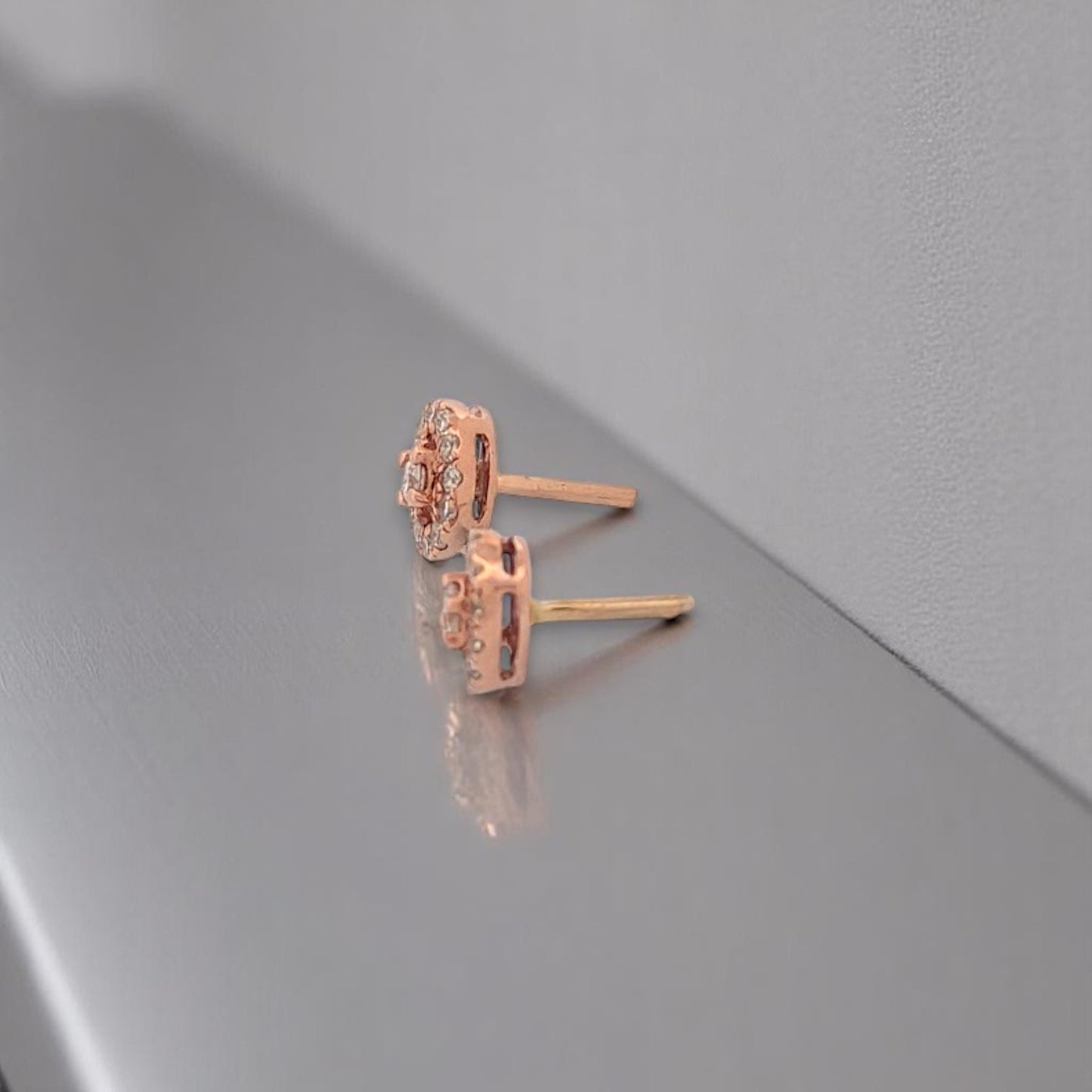Paloma Diamond Earrings, 10K Rose Gold with 0.20ctw Natural Round Diamonds, Elegant Stud Earrings, Fine Jewelry Gift for Her