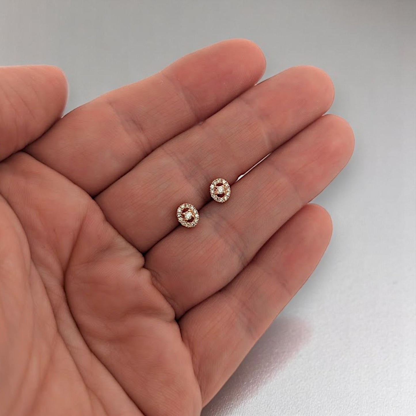 Paloma Diamond Earrings, 10K Rose Gold with 0.20ctw Natural Round Diamonds, Elegant Stud Earrings, Fine Jewelry Gift for Her