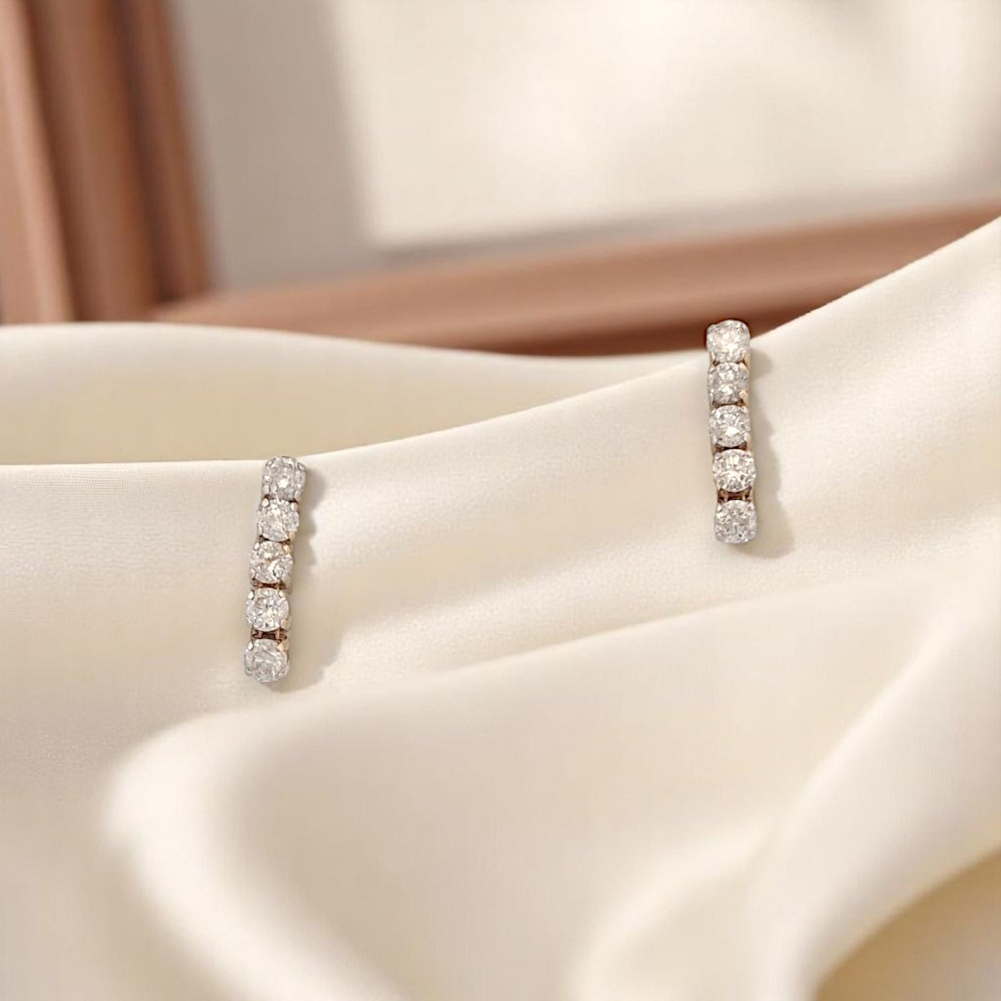 Chrys | 14K Yellow Gold Earrings With 0.50ct Diamonds, Elegant Minimalist Stud Earrings, Dainty Gold Jewelry, Perfect Gift For Her