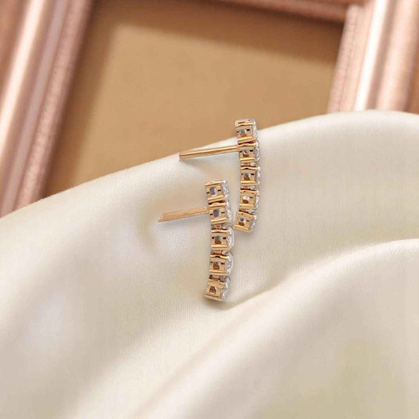 Chrys | 14K Yellow Gold Earrings With 0.50ct Diamonds, Elegant Minimalist Stud Earrings, Dainty Gold Jewelry, Perfect Gift For Her