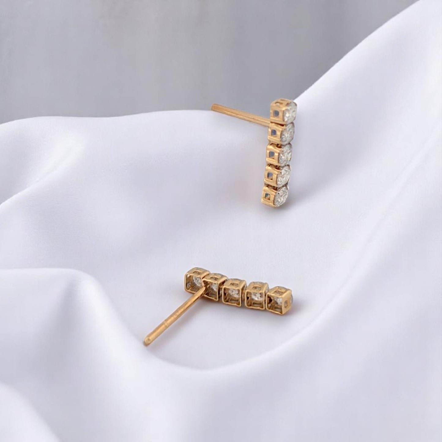 Chrys | 14K Yellow Gold Earrings With 0.50ct Diamonds, Elegant Minimalist Stud Earrings, Dainty Gold Jewelry, Perfect Gift For Her