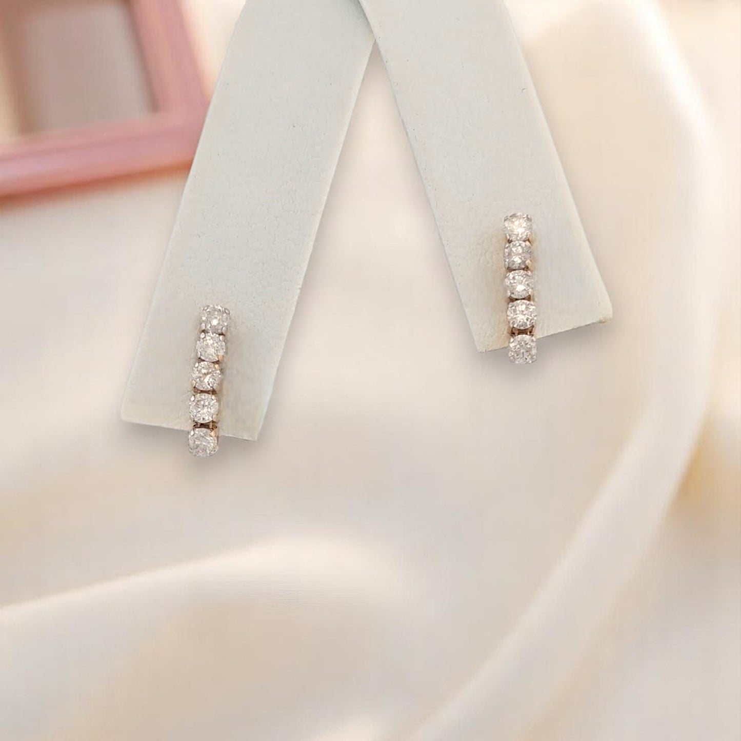 Chrys | 14K Yellow Gold Earrings With 0.50ct Diamonds, Elegant Minimalist Stud Earrings, Dainty Gold Jewelry, Perfect Gift For Her