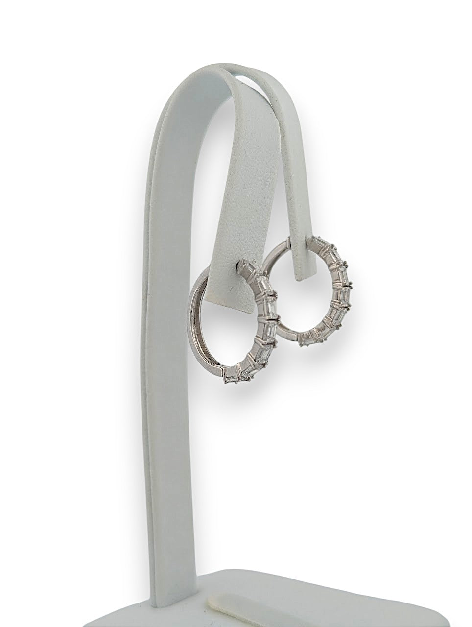 June Lab Diamond Hoop Earrings, 14K White Gold Hinged Hoops with 2.00ctw Emerald Cut Stones, Elegant Jewelry Gift for Her, ¾ Inch Size