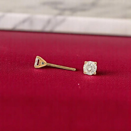 Sage Moon | 14K Yellow Gold Post Earrings With .51 CTW Round Lab Diamonds | Classic 4-Prong Studs | Elegant Everyday Jewelry