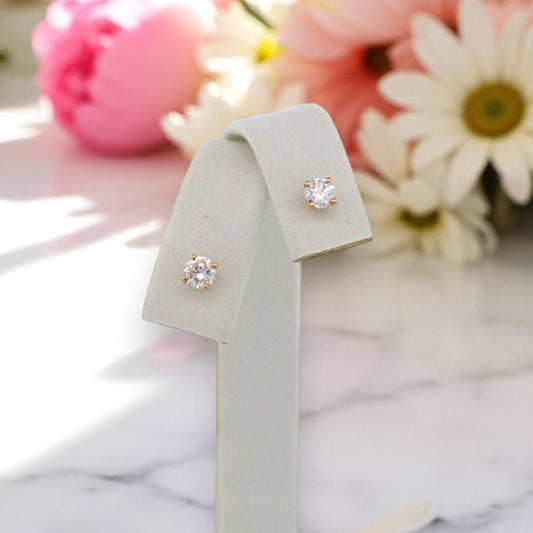 Baylor | 14k Yellow Gold Lab Diamond Stud Earrings – .50 ctw Round Cut