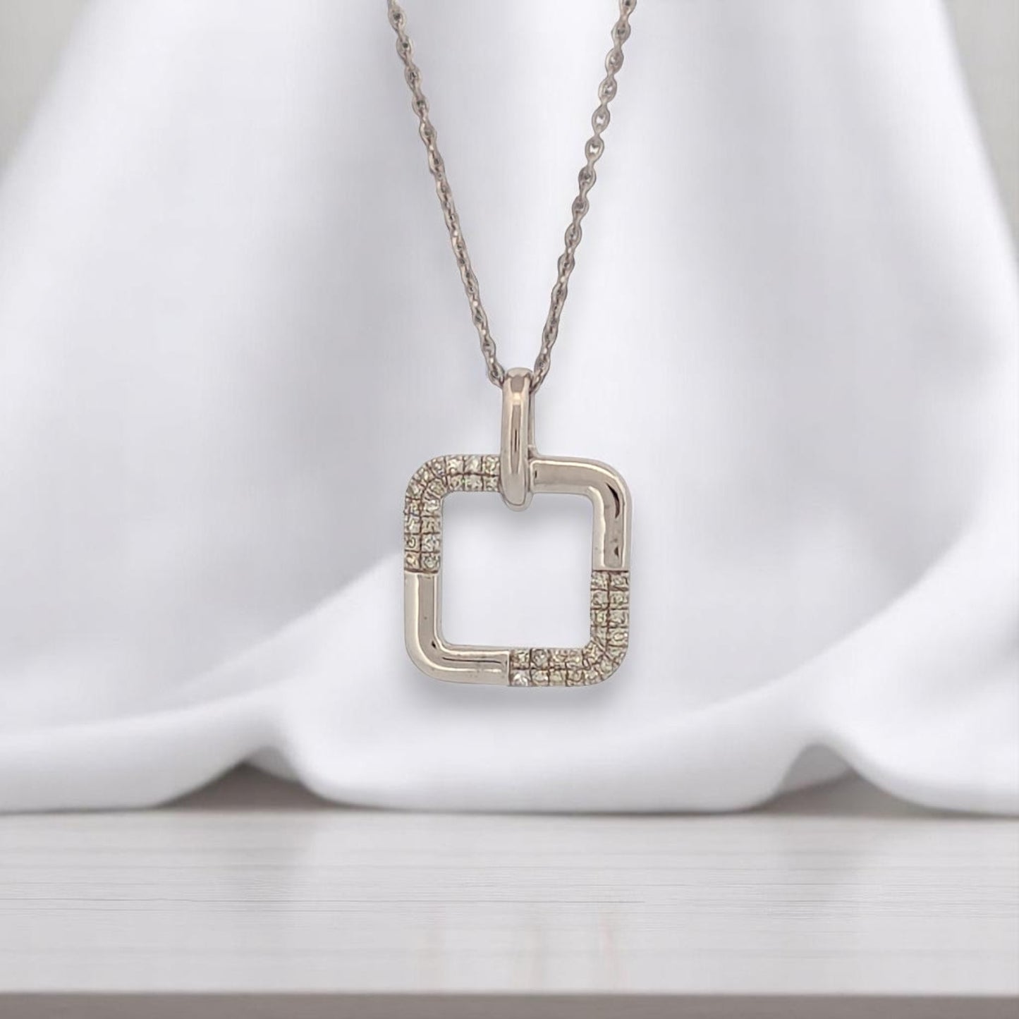 Hazel Natural Sapphire Curved Bar Pendant| White Diamonds Necklace| Delicate Sapphire Necklace| 10k Yellow Gold and 18" Chain
