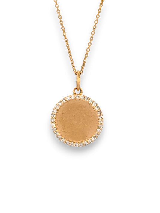 Amelia | 14K Yellow Gold Circle Pendant Necklace | .25 CTW Natural Diamonds | Adjustable 16"-18" Chain | Elegant Minimalist Jewelry