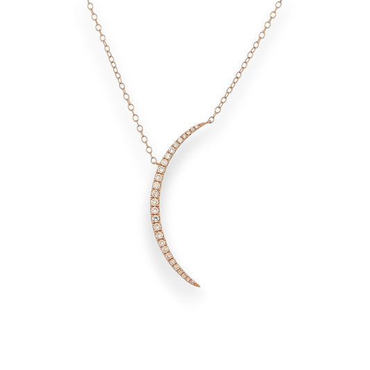 Clementine Crescent Moon Necklace, 14K Yellow Gold with 0.26ctw Natural Round Diamonds, Prong Set on Adjustable 16"-18" Rolo Chain