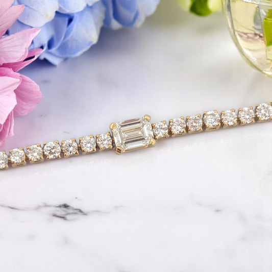 Verity – 10K Yellow Gold Bracelet with 2.04 CTW Lab-Created Round and Emerald-Cut Diamonds