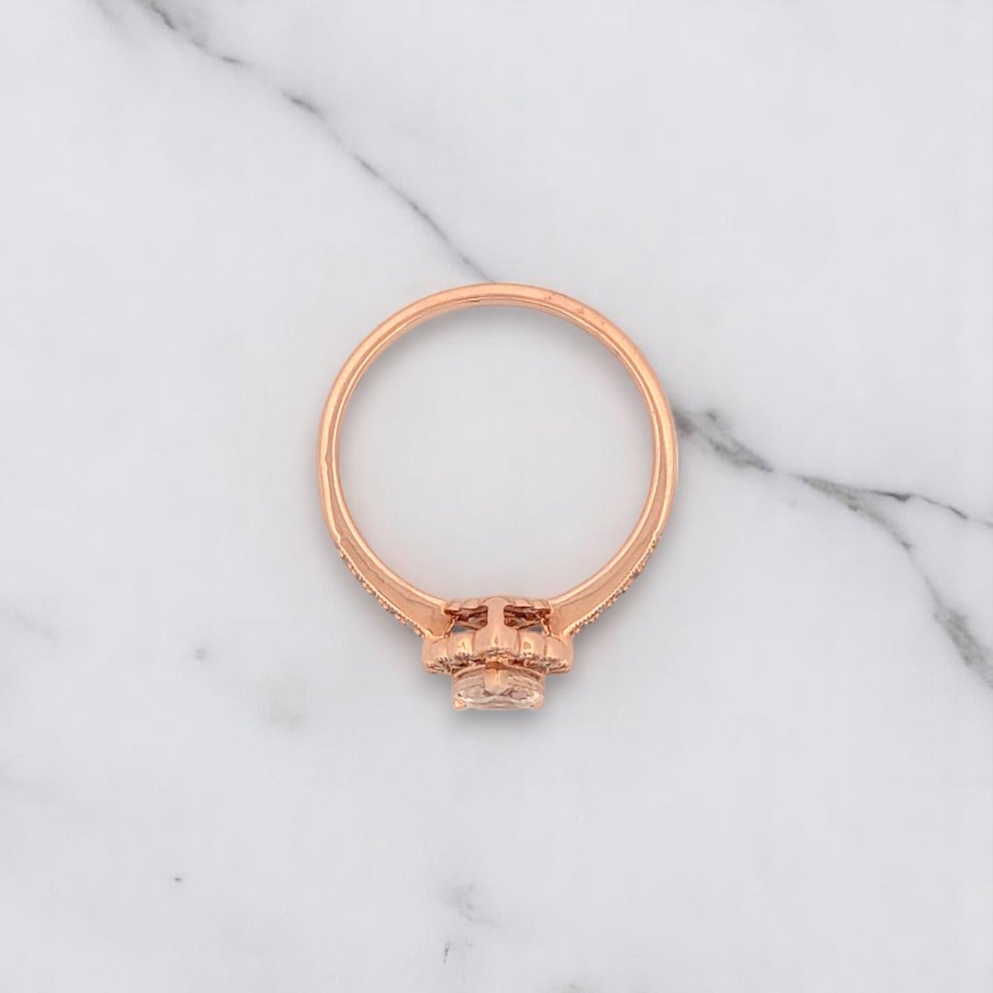 Lux 14k Rose Gold Morganite Engagement Ring with 0.58ct Oval Morganite and 0.18ct Diamond Accents Size 7 Romantic Fine Jewelry Gift