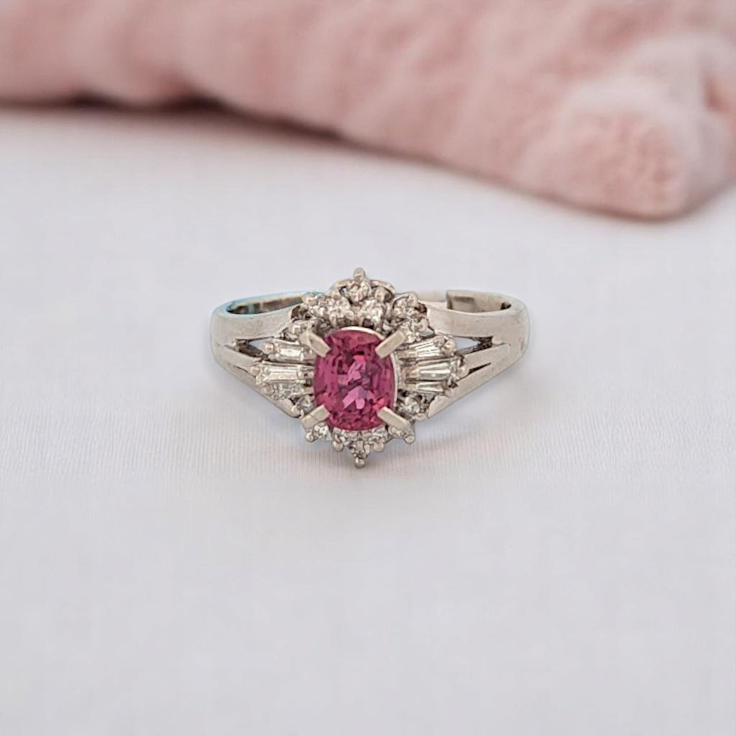 Luna Ruby Diamond Ring, Platinum with 0.78ct Natural Oval Ruby & 0.28ctw Diamonds, Elegant Fine Jewelry, Luxury Gift for Her, Size 4.5