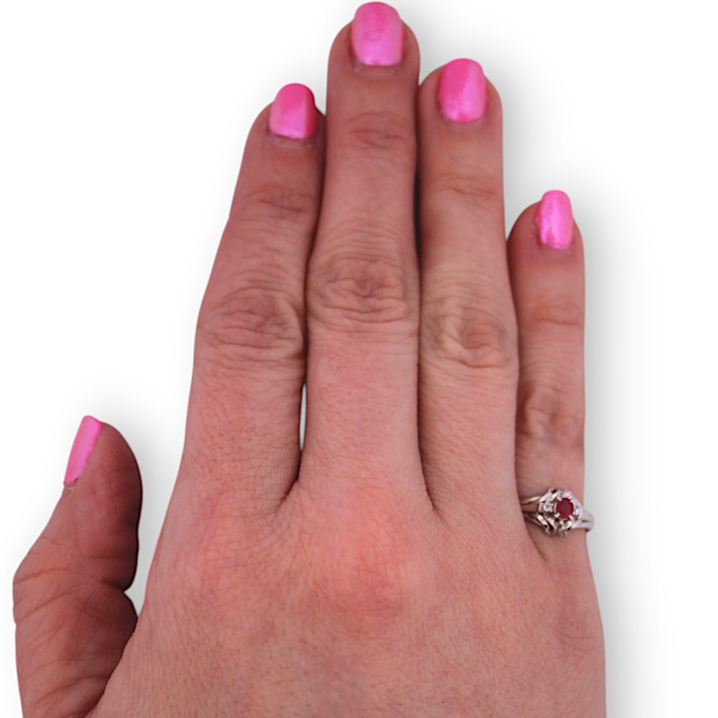 Zelda Ring | Platinum with Natural Ruby & Diamond Accents – 0.29 ct Round Ruby – Size 4.75 Elegant Engagement or Birthstone Ring