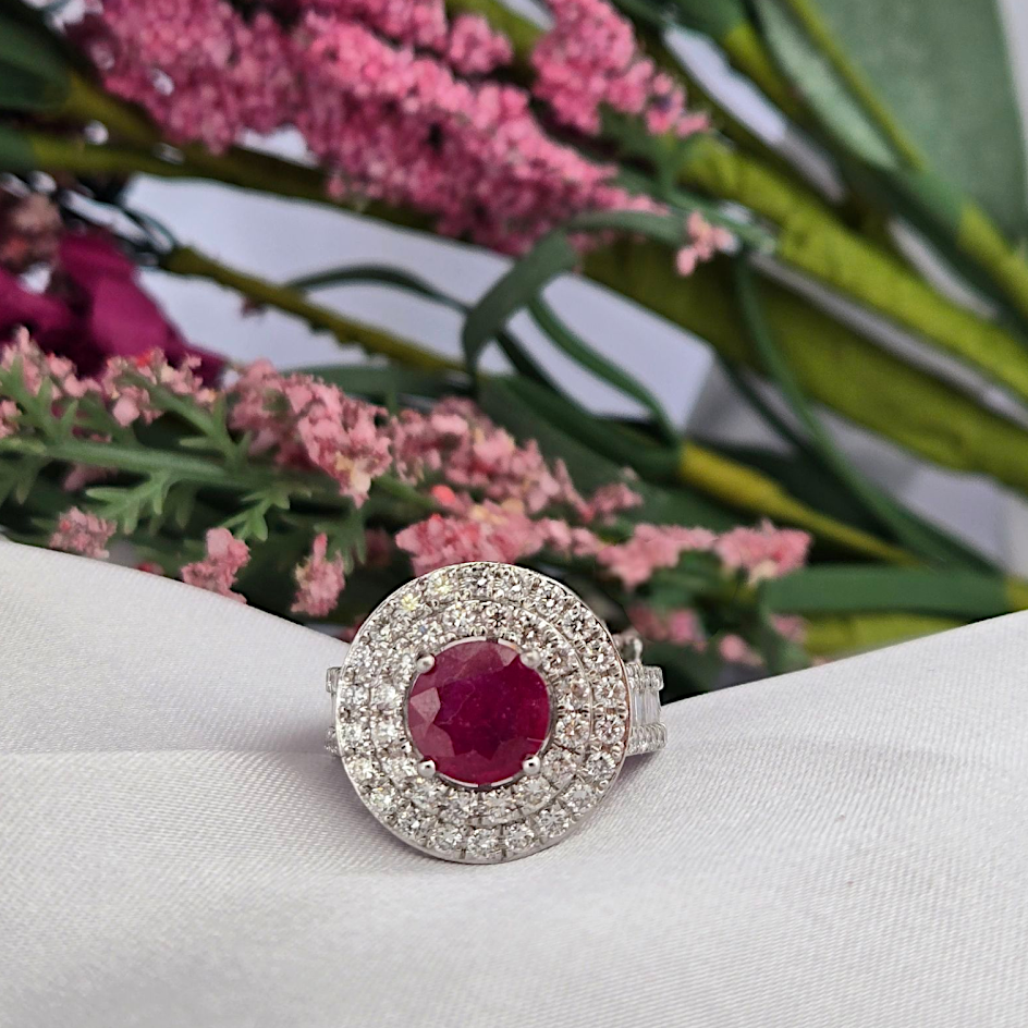 Kimberly | 14k White Gold | Ruby | Diamond | Ring