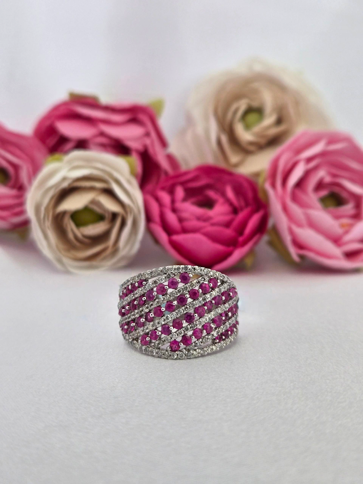 Sarah | 14k White Gold | Ruby | Diamond | Ring