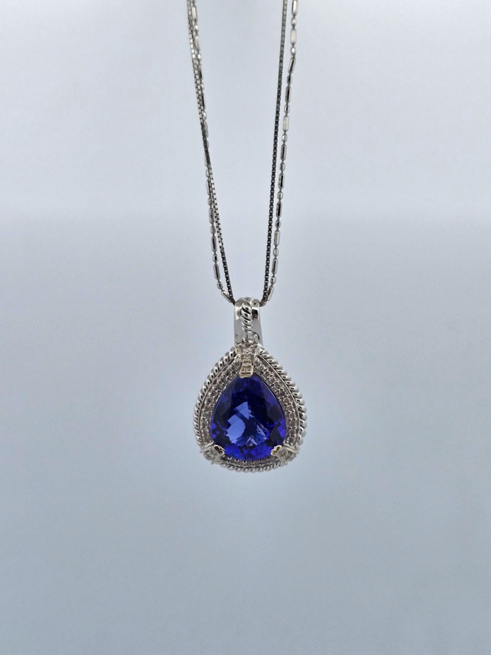Marianne | 14K White Gold | Tanzanite | Diamond | Necklace