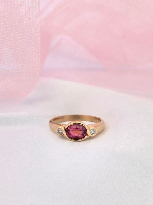Katie | 14k Yellow Gold | Pink Tourmaline | Diamond | Ring