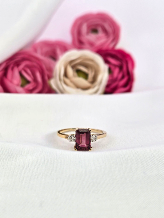 Virginia | 10k Yellow Gold | Pink Tourmaline | Diamond | Ring