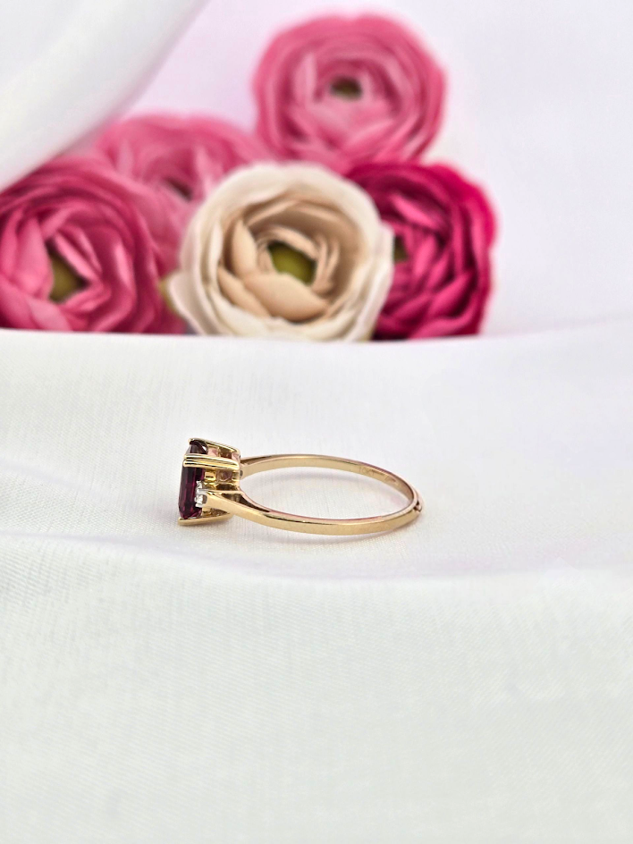Virginia | 10k Yellow Gold | Pink Tourmaline | Diamond | Ring