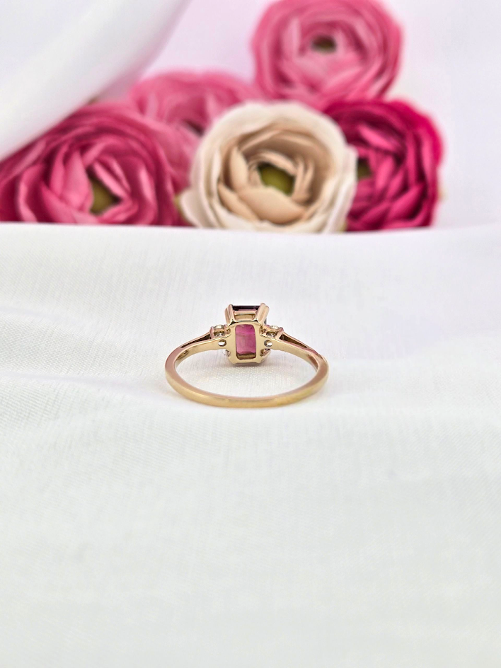 Virginia | 10k Yellow Gold | Pink Tourmaline | Diamond | Ring