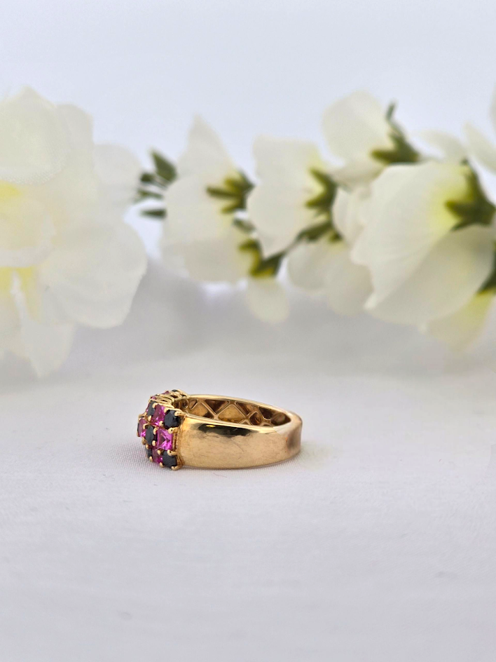 Ellen | 14k Yellow Gold | Pink Sapphire | Black Diamond | Ring