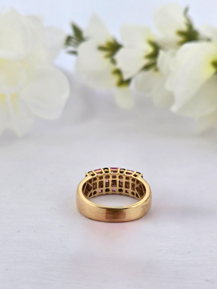 Ellen | 14k Yellow Gold | Pink Sapphire | Black Diamond | Ring
