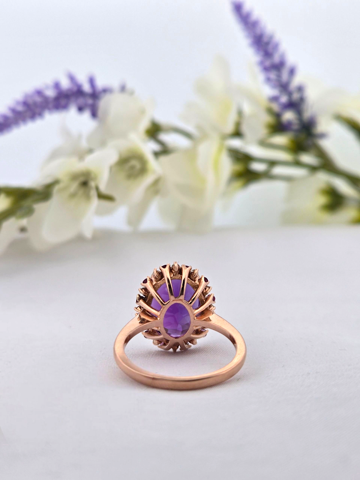 Laura | 14k Rose Gold | Amethyst | Diamond | Ring