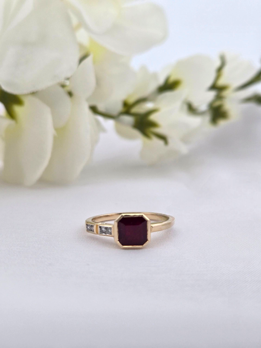 Darci | 10K Yellow Gold | Ruby | Natural Diamond | Ring