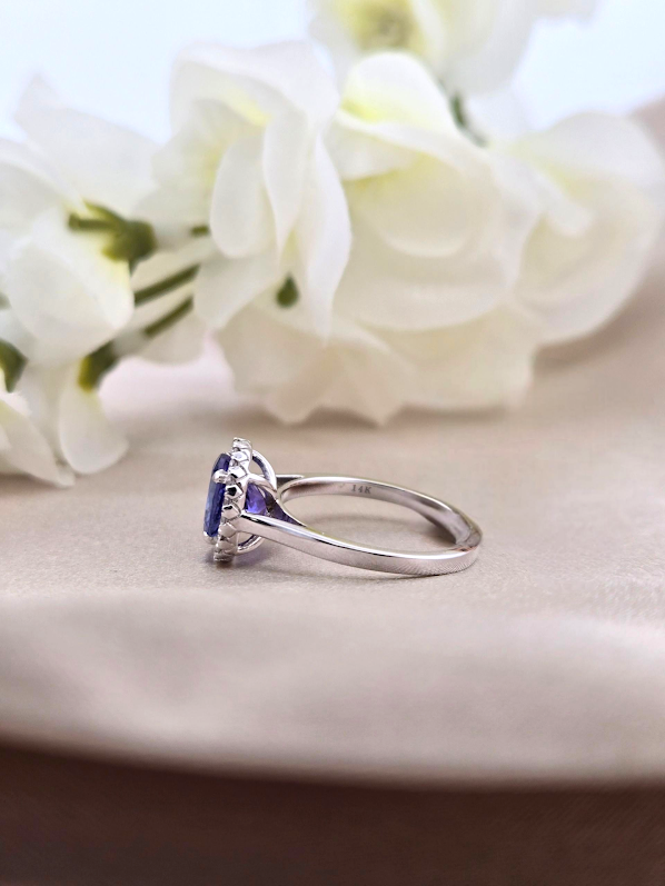 Elizabeth | 14k White Gold | Tanzanite | Diamond | Ring