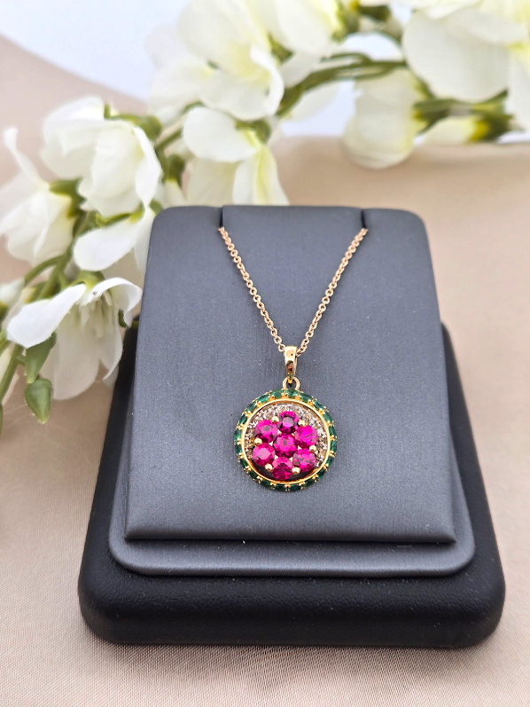 Naomi | 18k Yellow Gold | Ruby | Emerald | Diamond | Necklace