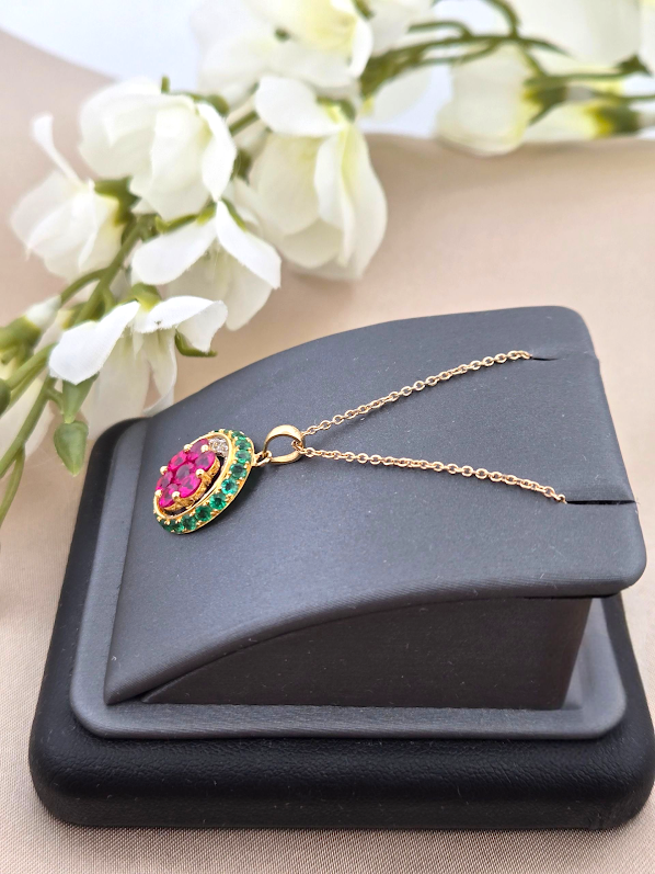 Naomi | 18k Yellow Gold | Ruby | Emerald | Diamond | Necklace