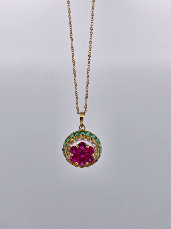 Naomi | 18k Yellow Gold | Ruby | Emerald | Diamond | Necklace