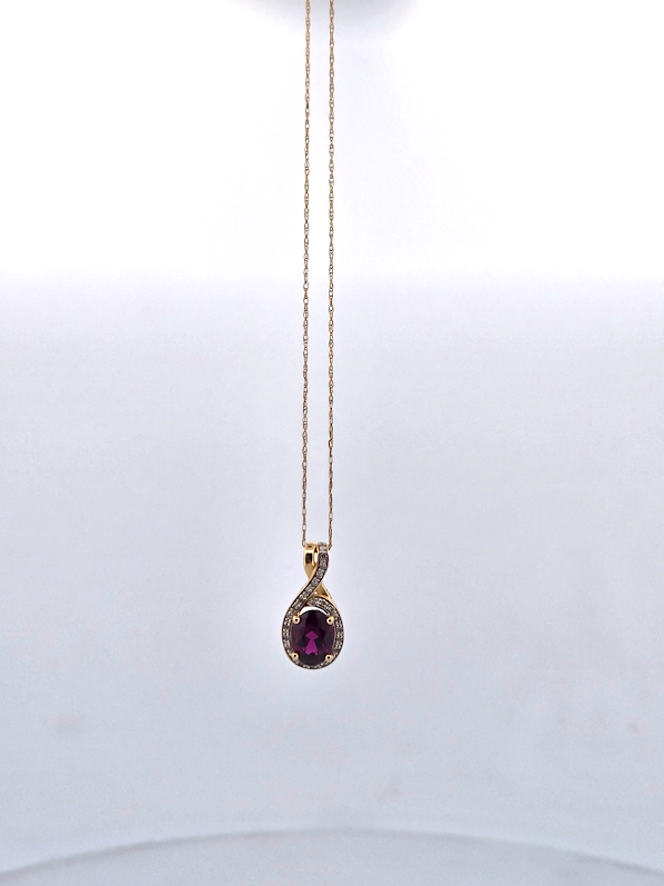Samantha | 10k Yellow Gold | Garnet | Diamond | Necklace