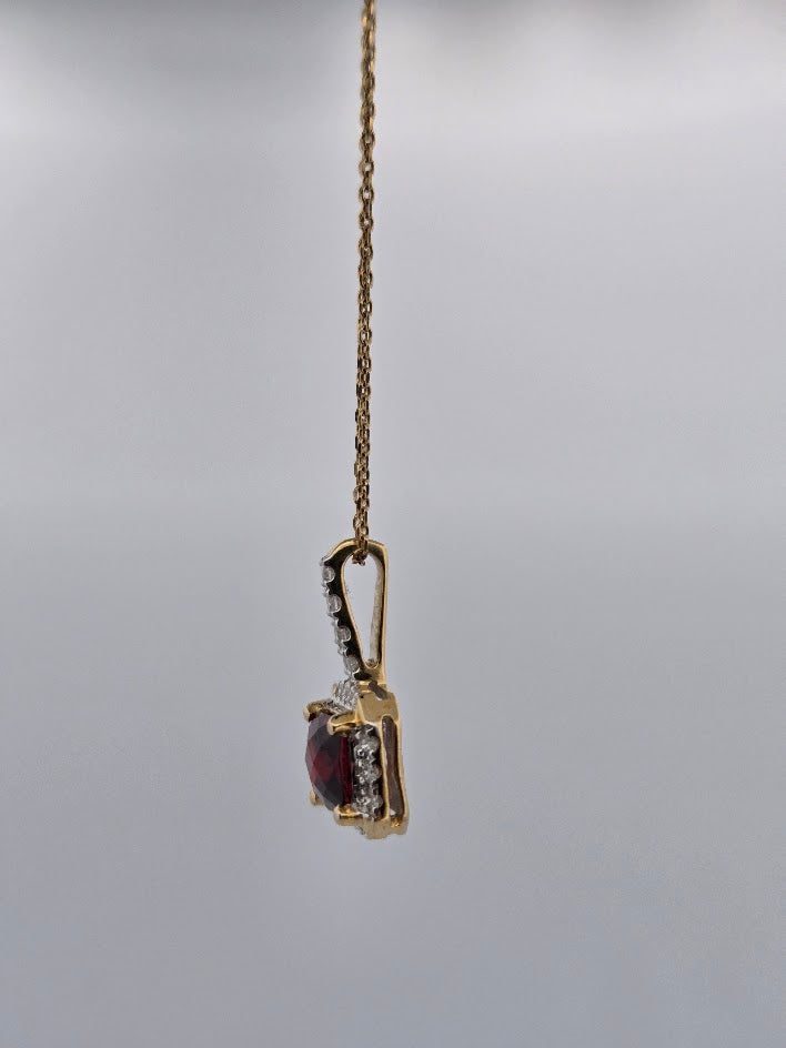 Mandy | 10k Yellow Gold | Garnet | Diamond | Necklace