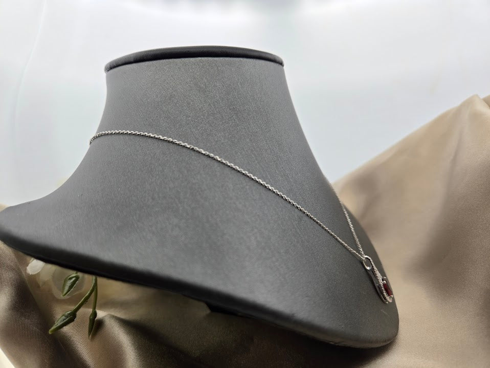Josephina | 10k White Gold | Garnet & Natural Diamond | Necklace