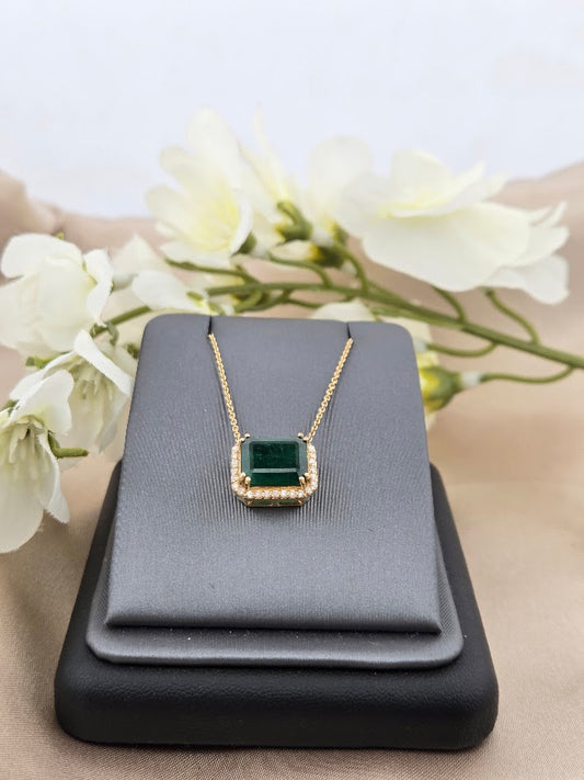 Jemma | 14k Yellow Gold | Emerald & Diamond | Necklace