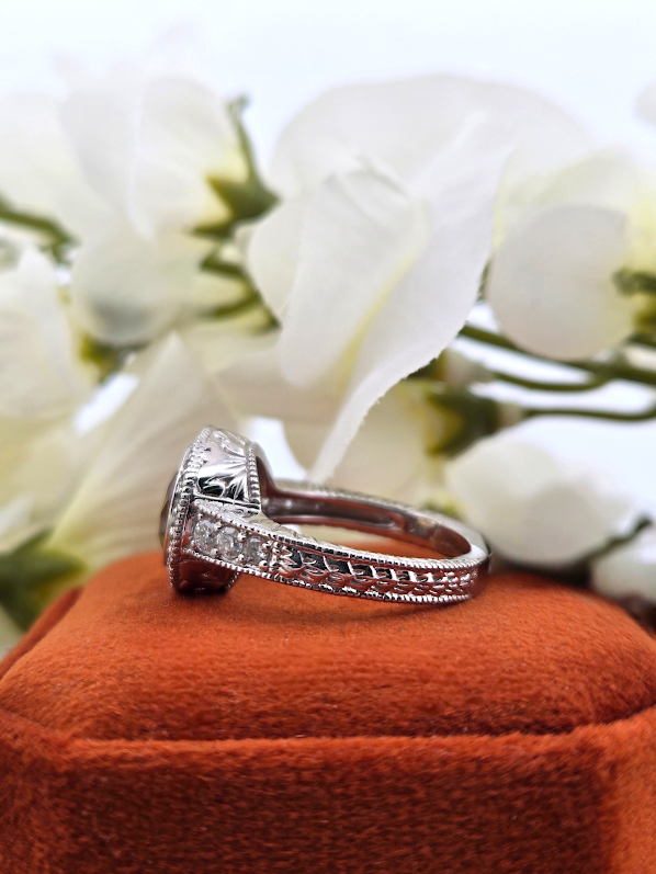 Vivian | 14k White Gold | Citrine & Natural Diamond | Ring