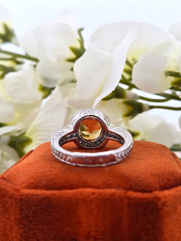 Vivian | 14k White Gold | Citrine & Natural Diamond | Ring