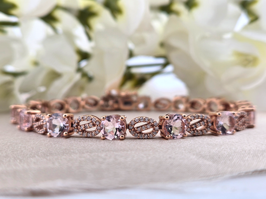 Julianne | 14k Rose Gold | Morganite & Natural Diamond | Bracelet