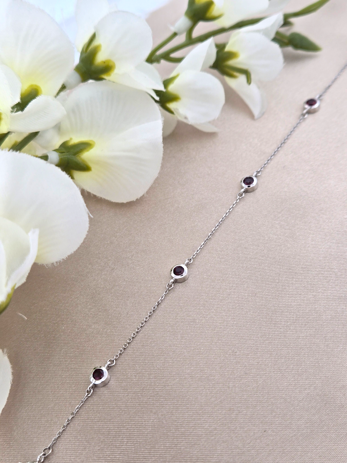 Cassia | 10K White Gold | Garnet | Bracelet