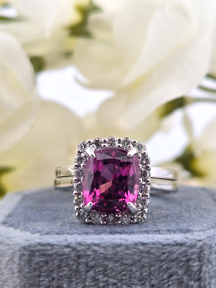 Martha | 14k White Gold | Tourmaline & Natural Diamond | Ring