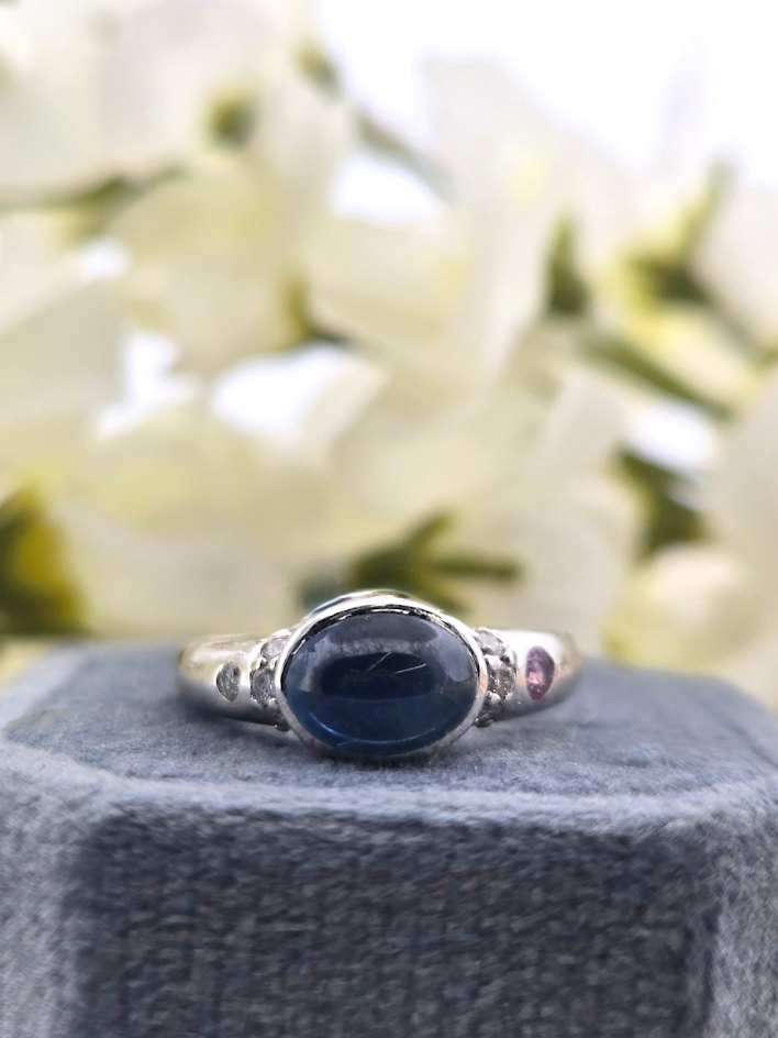 Maddie | Platinum | Blue Sapphire, Pink Sapphire, & Natural Diamond | Ring