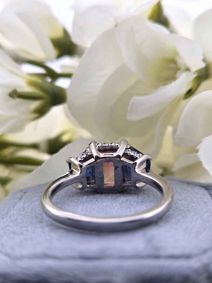 Andromeda | 14k White Gold | Tourmaline, Sapphire, & Natural Diamond | Ring