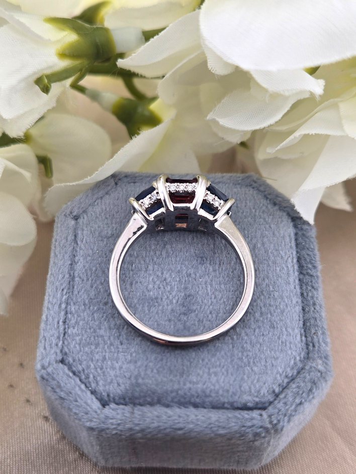 Andromeda | 14k White Gold | Tourmaline, Sapphire, & Natural Diamond | Ring