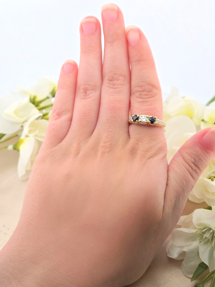 Francesca | 14k Yellow Gold | Sapphire & Natural Diamond | Ring