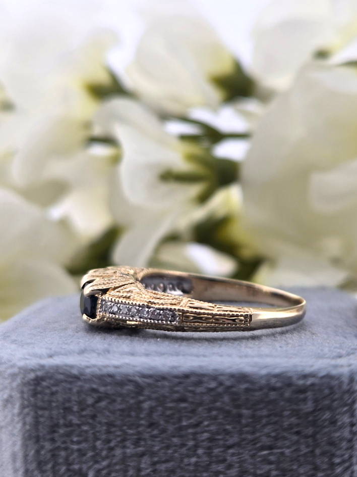 Francesca | 14k Yellow Gold | Sapphire & Natural Diamond | Ring