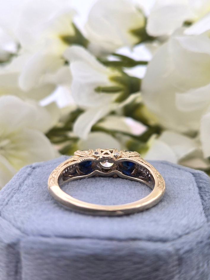 Francesca | 14k Yellow Gold | Sapphire & Natural Diamond | Ring