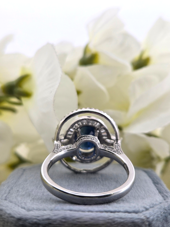 Avaline | 14k White Gold | Sapphire & Natural Diamond | Ring