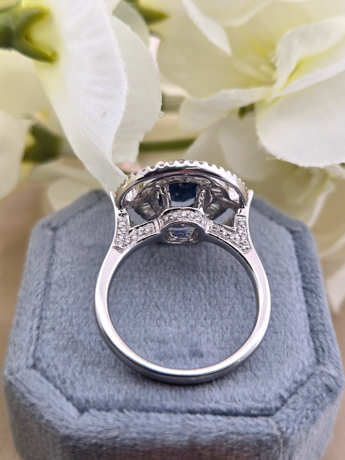 Avaline | 14k White Gold | Sapphire & Natural Diamond | Ring